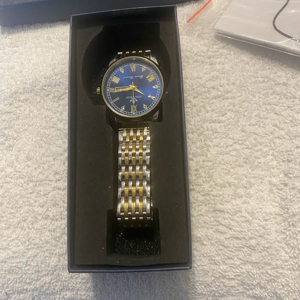 Gold and Blue Men's Watch - Picture 2 of 5